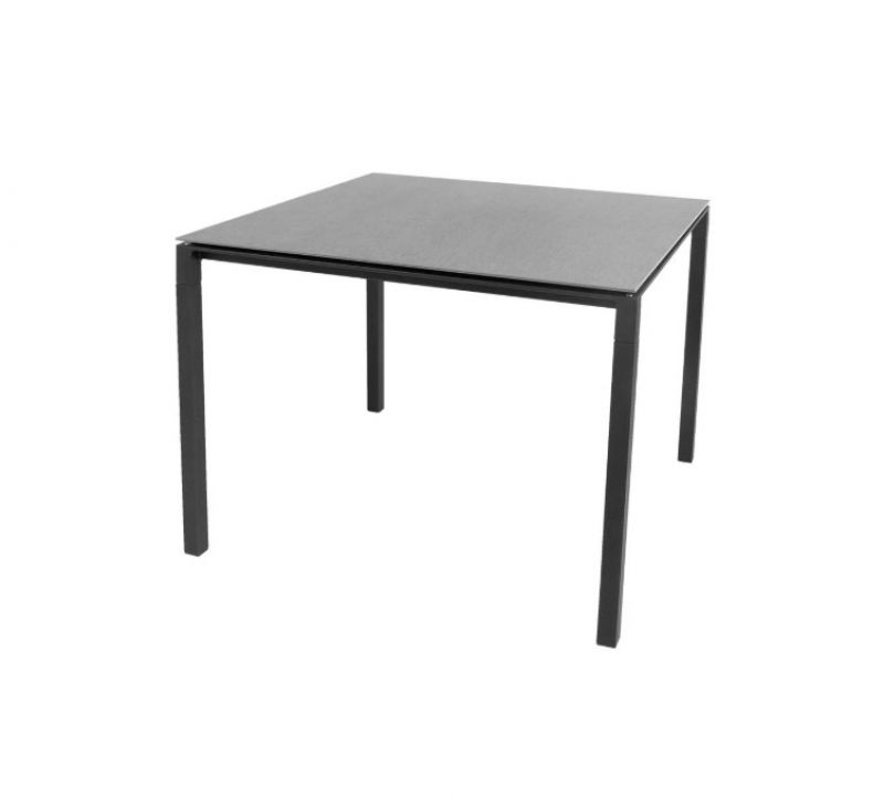 Pure Outdoor Esstisch klein B 100 x T 100 x H 74 cm Cane-Line Gestell lavagrau Platte basaltgrau